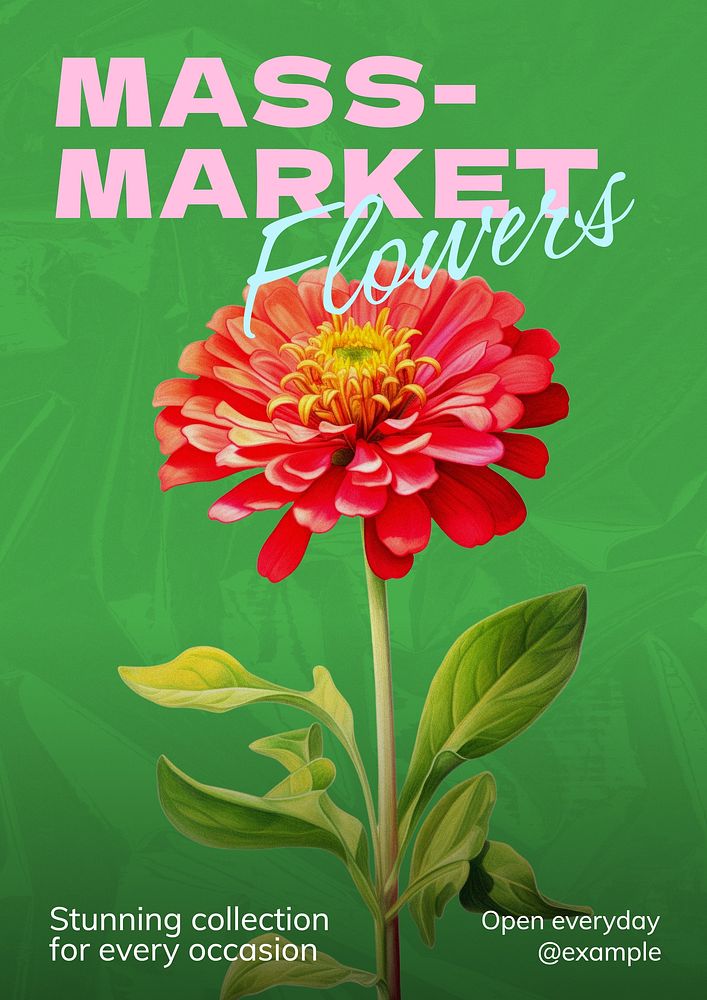 Flowers poster template, editable text and design
