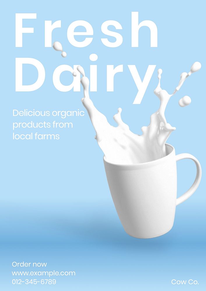 Fresh dairy poster template
