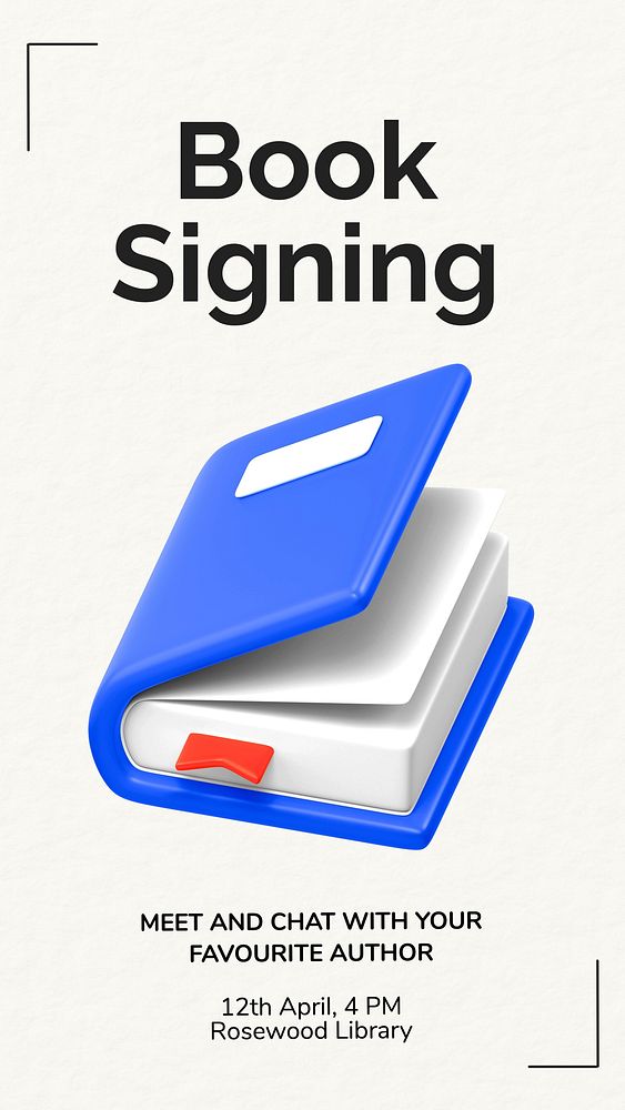 Book signing Facebook story template