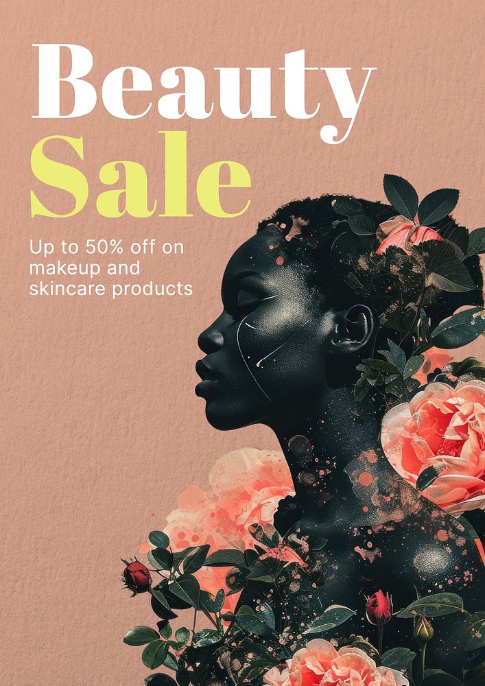 Beauty sale poster template