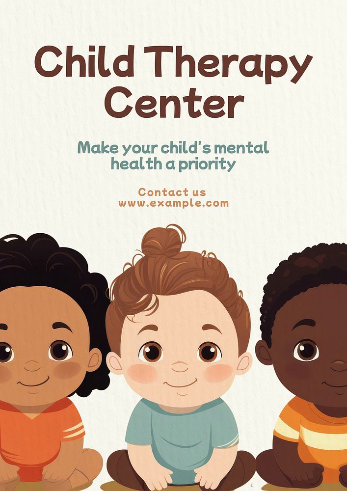 Child therapy center poster template