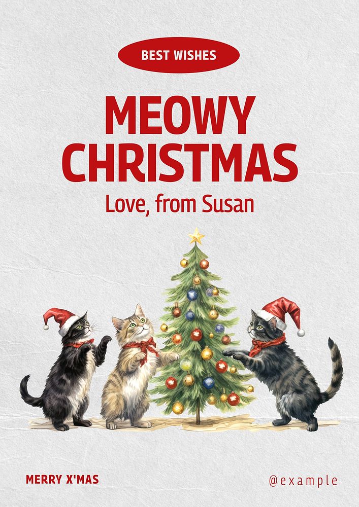 Meowy Christmas poster template