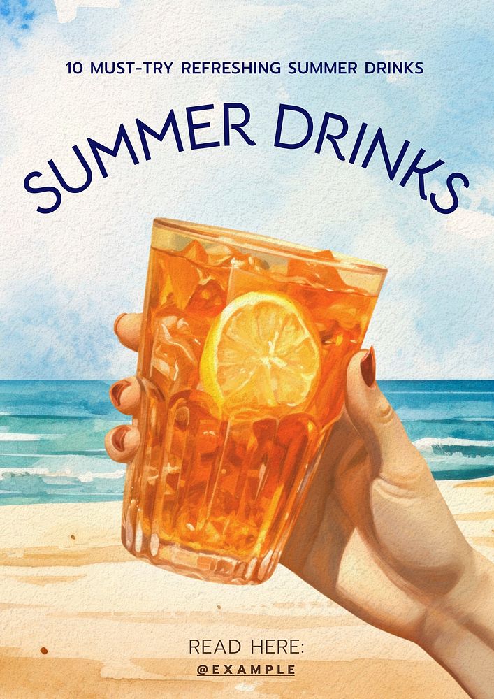 Summer drinks poster template