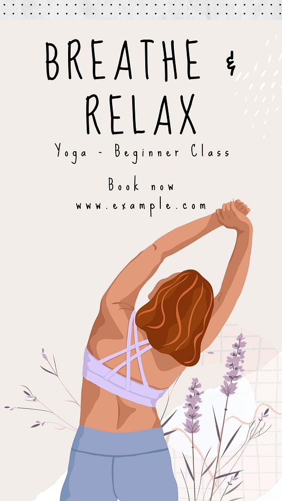 Breathe & relax, yoga Facebook story template