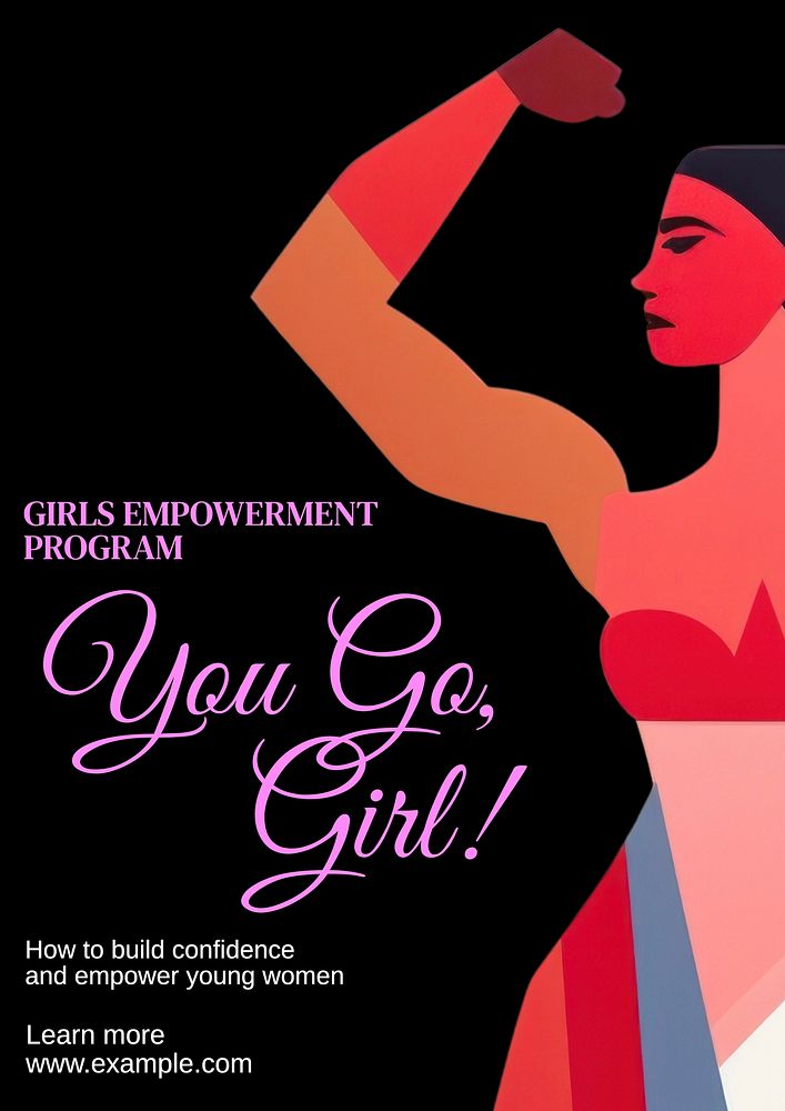 Girl empowering poster template
