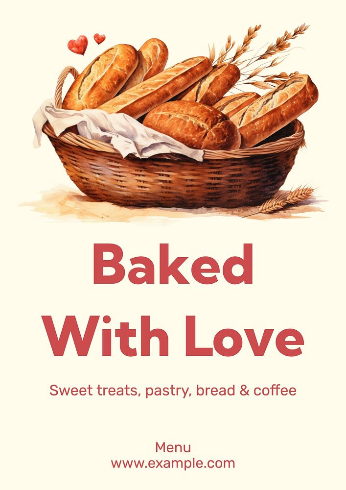 Baked with love poster template