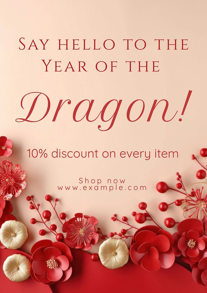 Year of dragon poster template