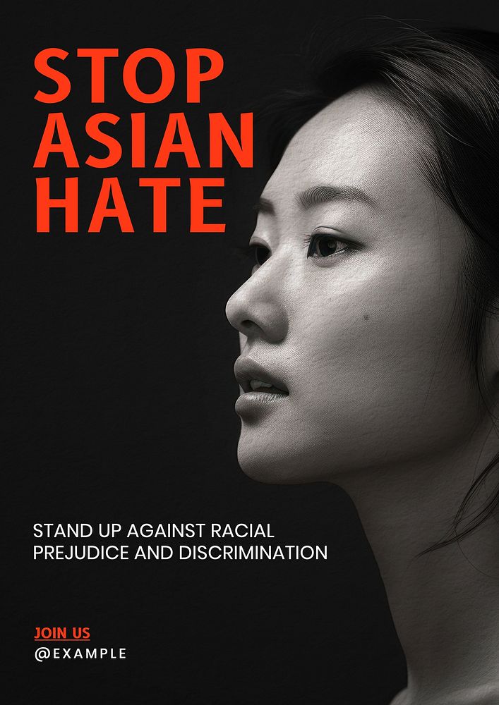 Stop Asian hate poster template, editable text and design