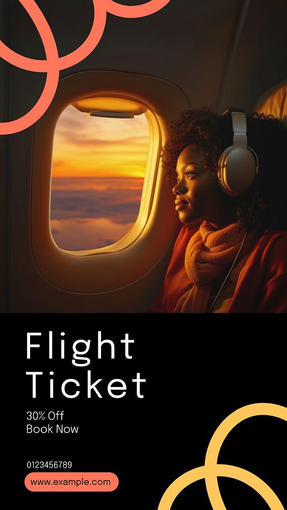 Flight ticket Instagram story template, editable text