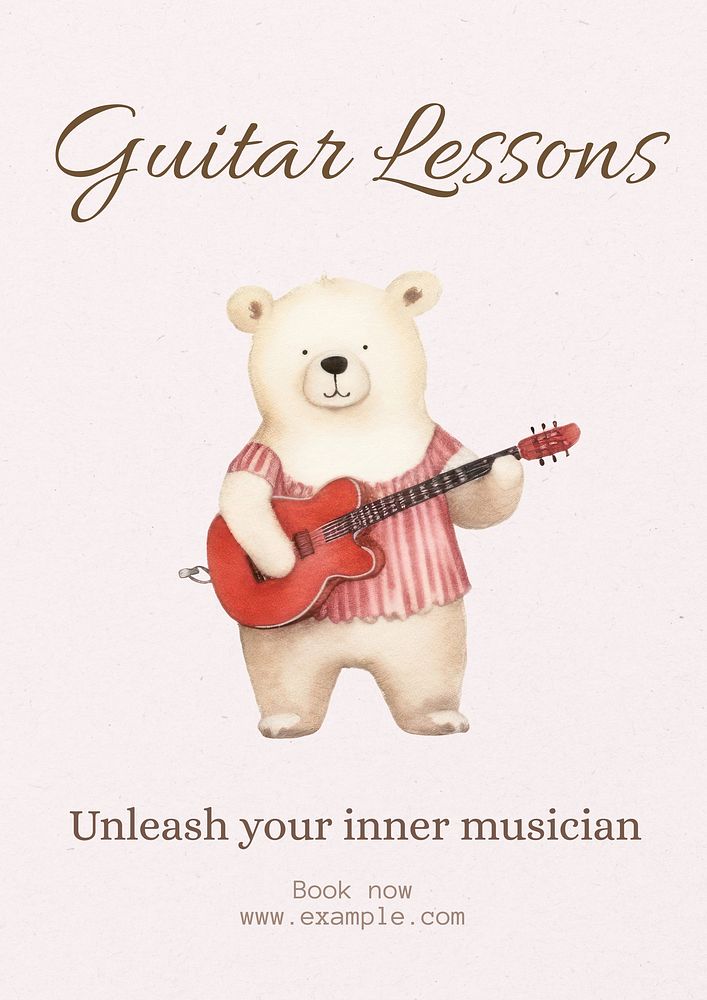 Guitar lessons poster template