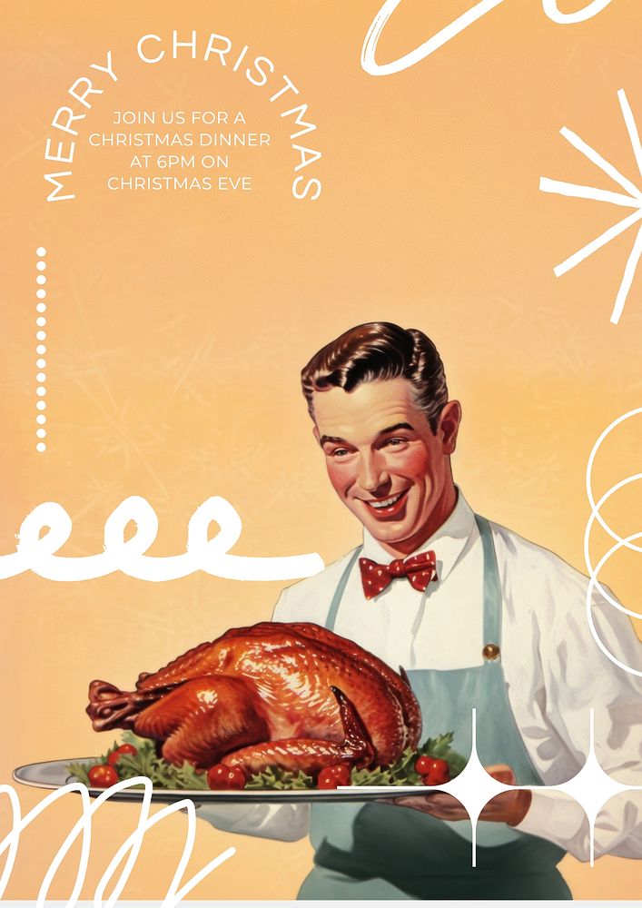 Christmas dinner poster template