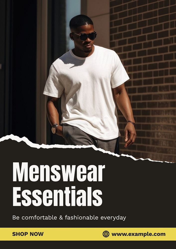 Men's wear essentials poster template and design