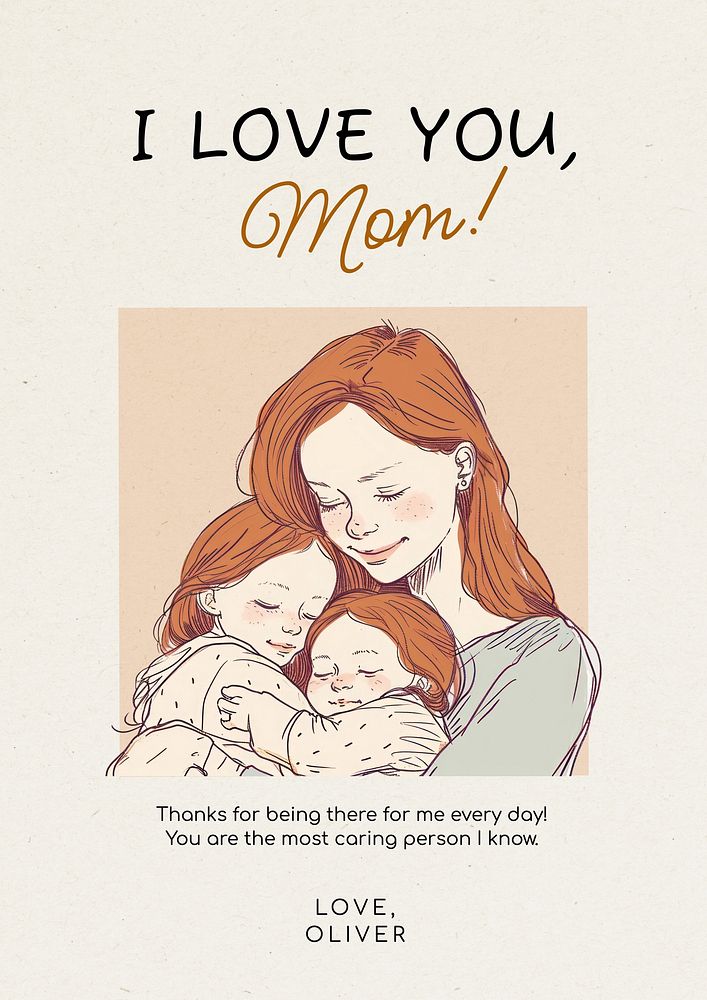 Love mom poster template