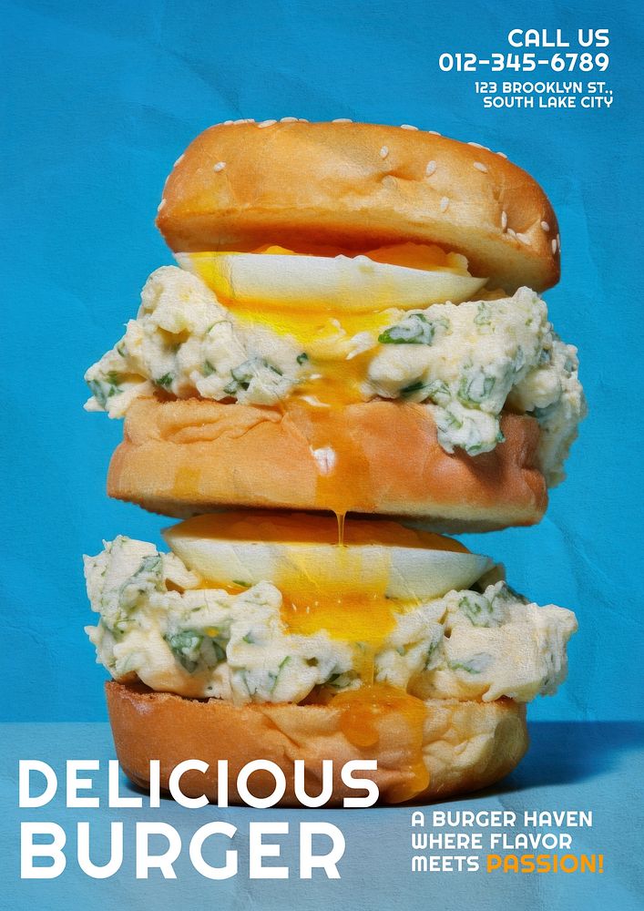 Delicious burger poster template