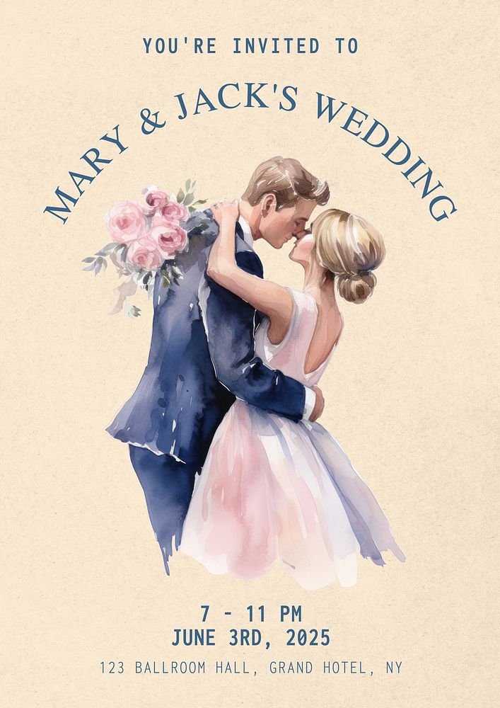 Wedding invitation poster template