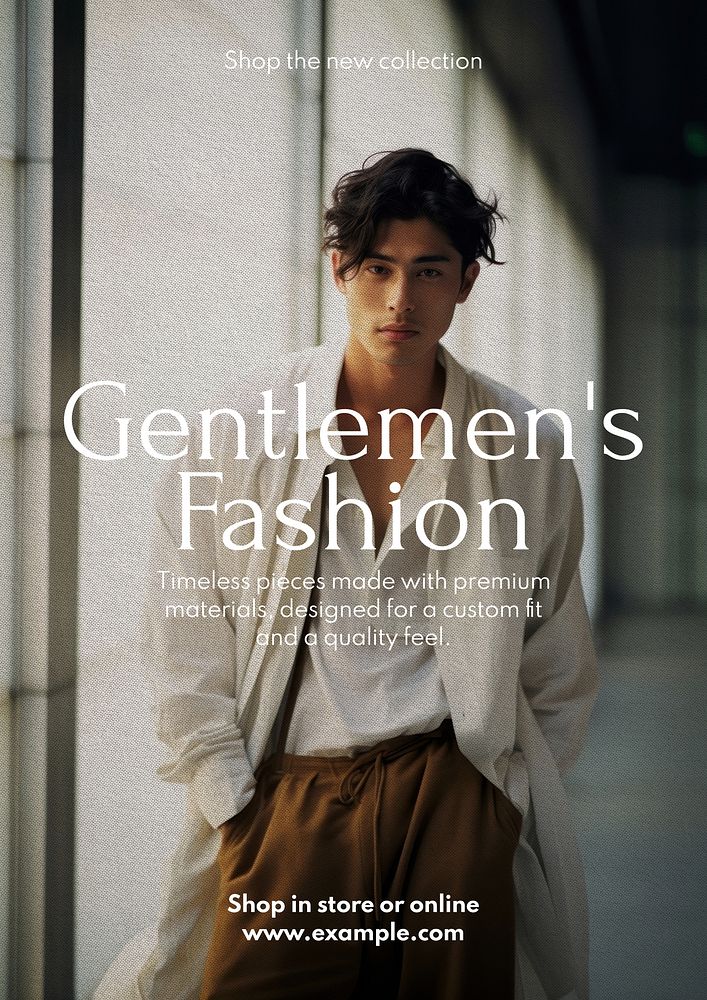 Gentlemen fashion poster template