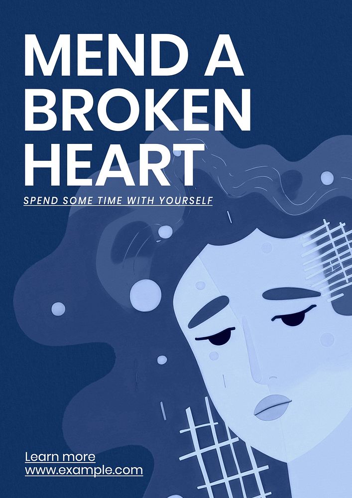 Broken heart poster template