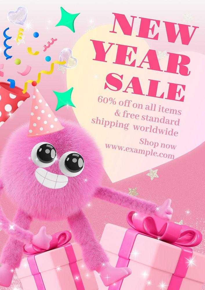 New Year sale poster template and design