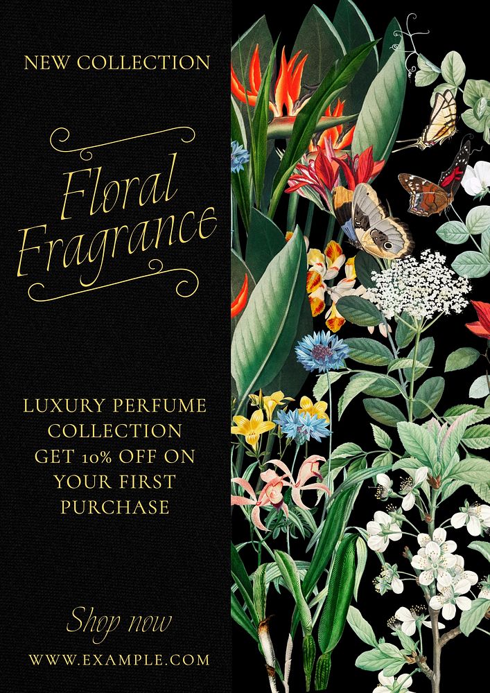Floral fragrance poster template