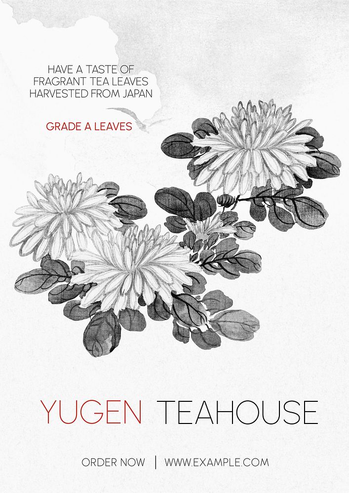 Teahouse cafe ad poster template