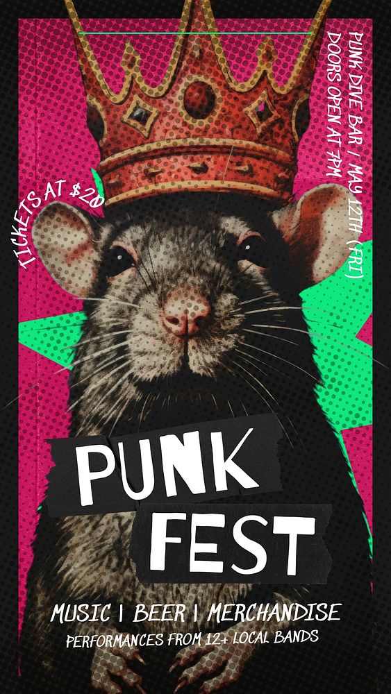Punk music festival Instagram story template