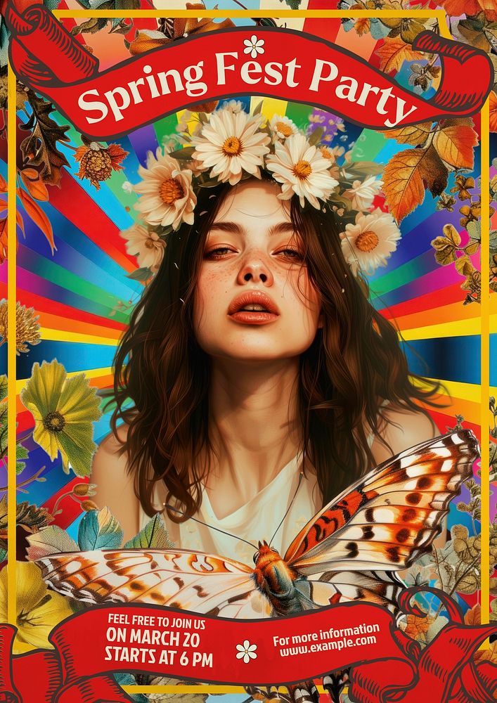 Spring fest party poster template