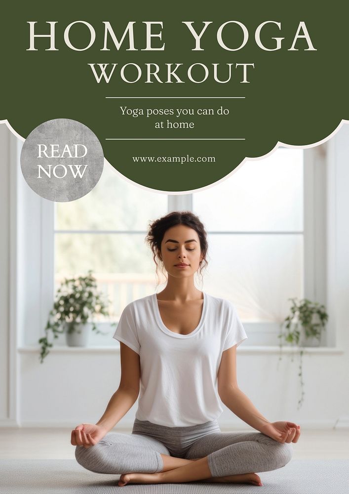 Home yoga workout  poster template