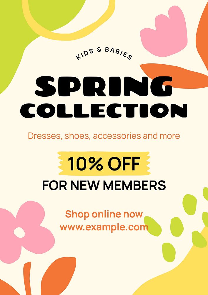 Kids spring collection poster template