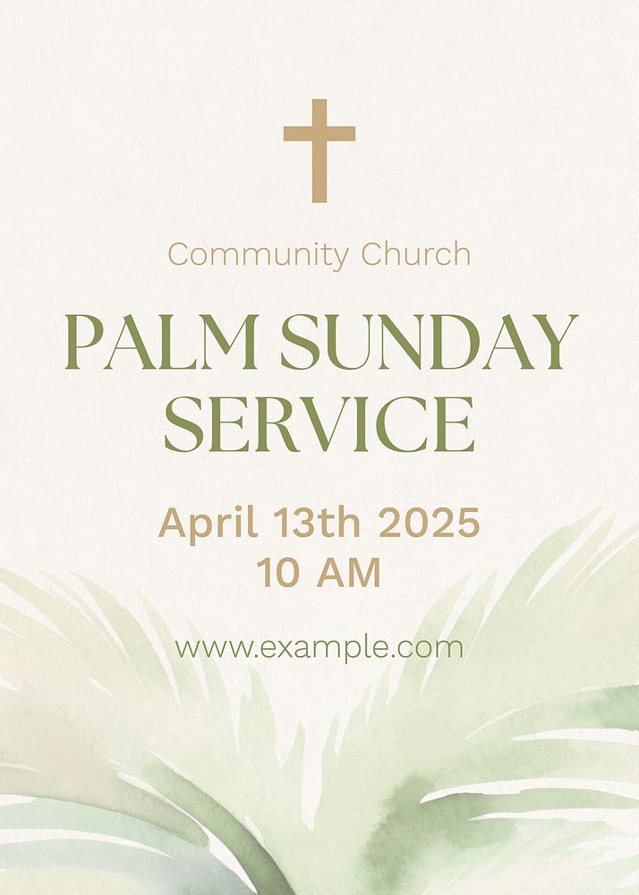 Palm Sunday service poster template