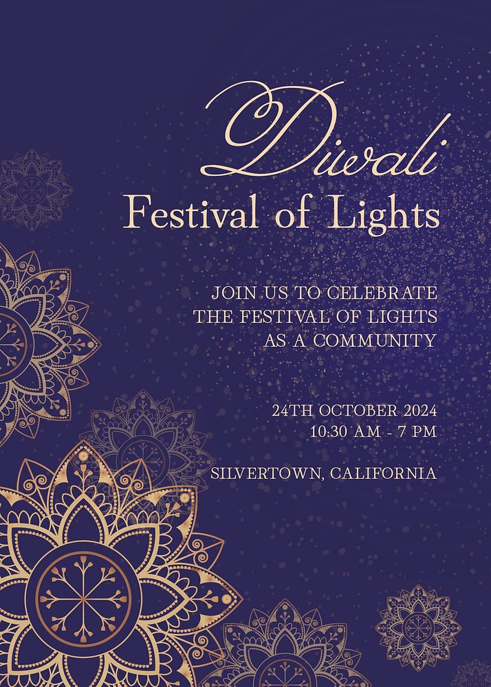 Diwali festival  invitation template 