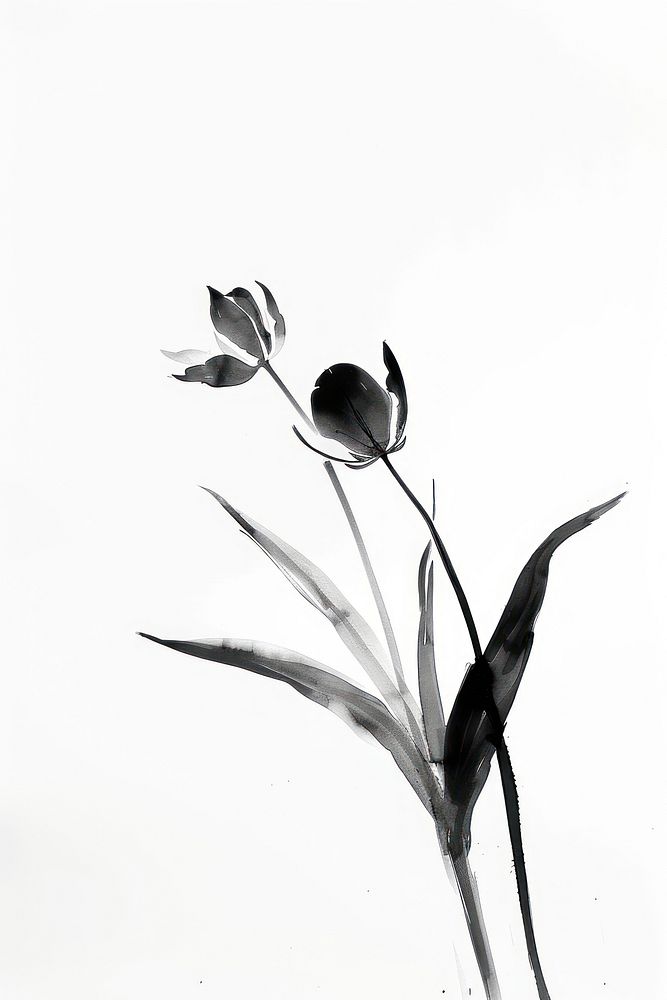 Tulip Japanese minimal art blossom flower.