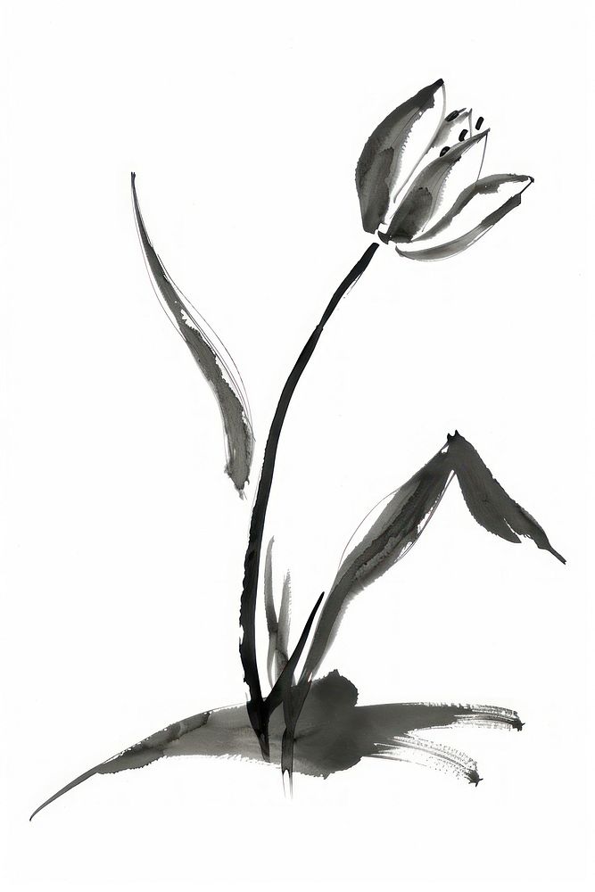 Tulip Japanese minimal art illustrated drawing.