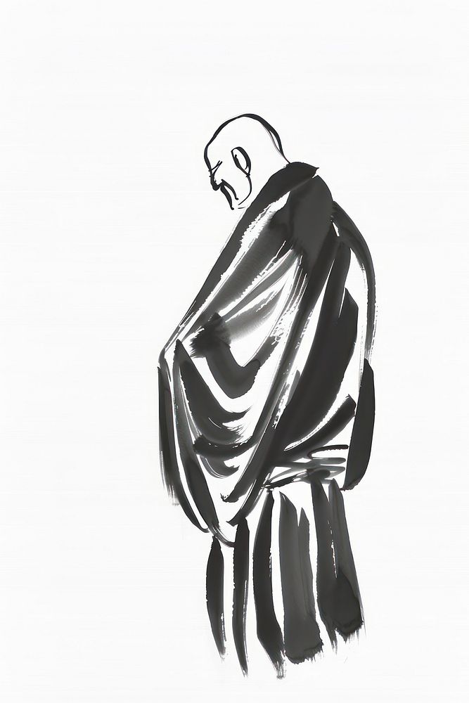Monk Japanese minimal art illustrated fashion.