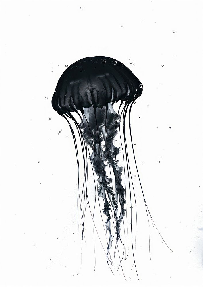 Silhouettes jellyfish invertebrate animal sea life.