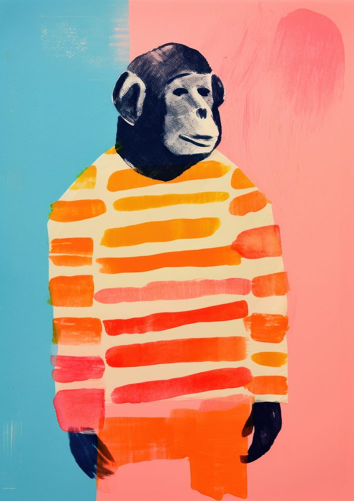 Monkey art painting person.