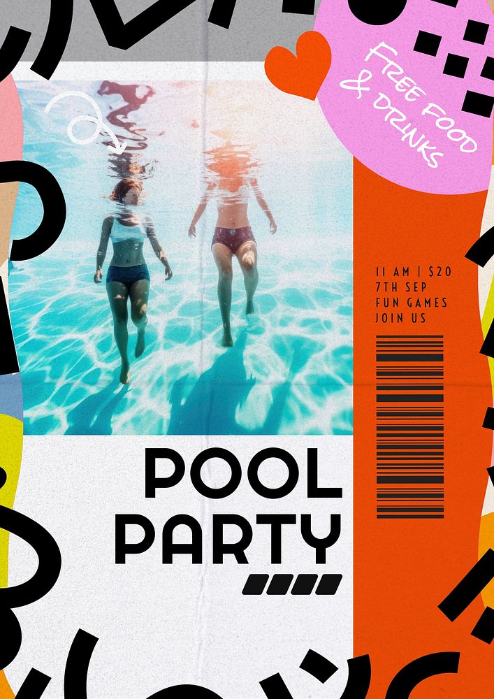 Pool party poster template