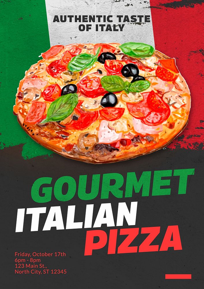 Gourmet Italian pizza poster template
