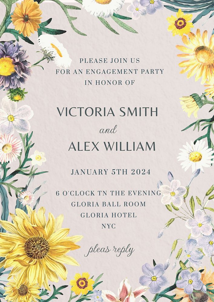 Engagement invitation card template