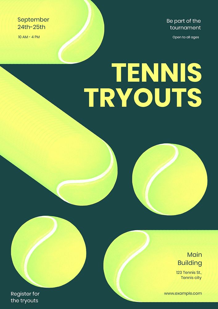 Tennis tryouts poster template