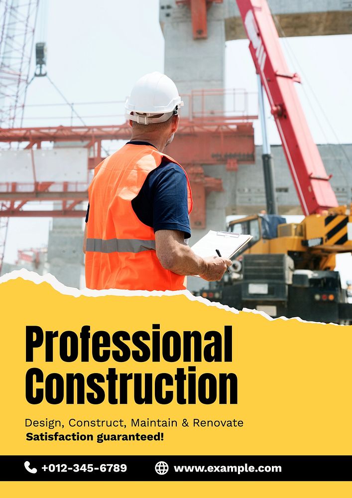 Professional construction poster template