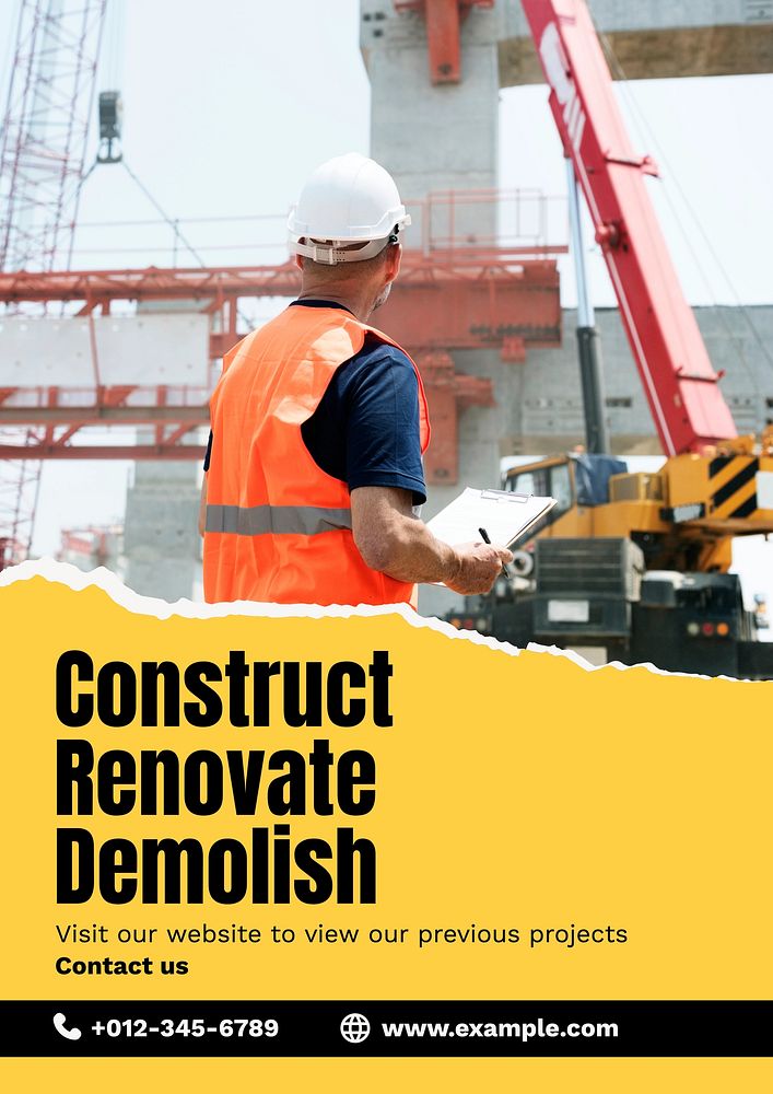 Construction service poster template