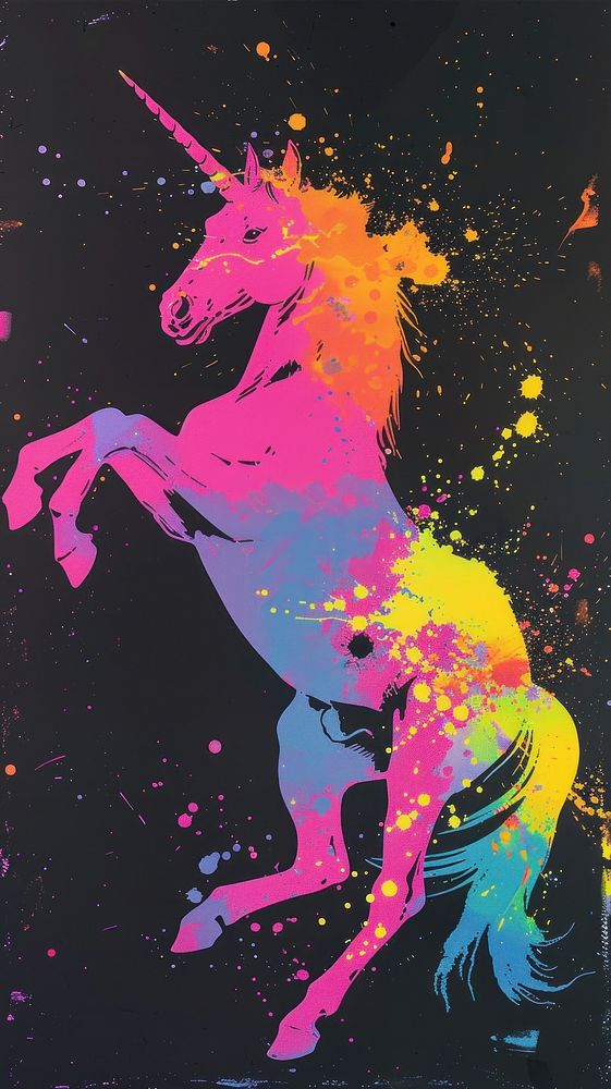 Unicorn graphics painting person.