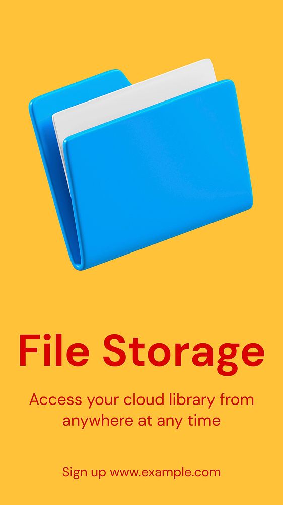 File storage  Instagram story template, editable text