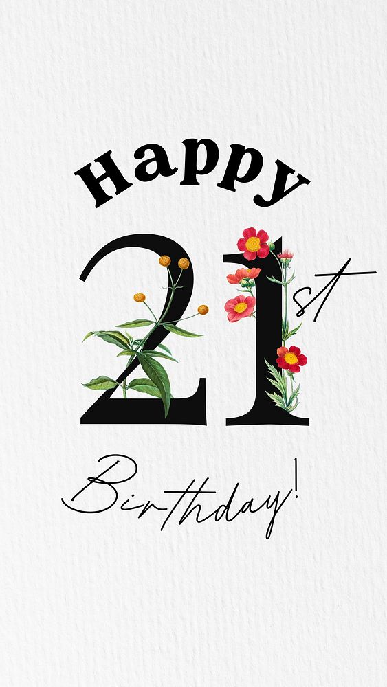 Happy 21st birthday mobile wallpaper template
