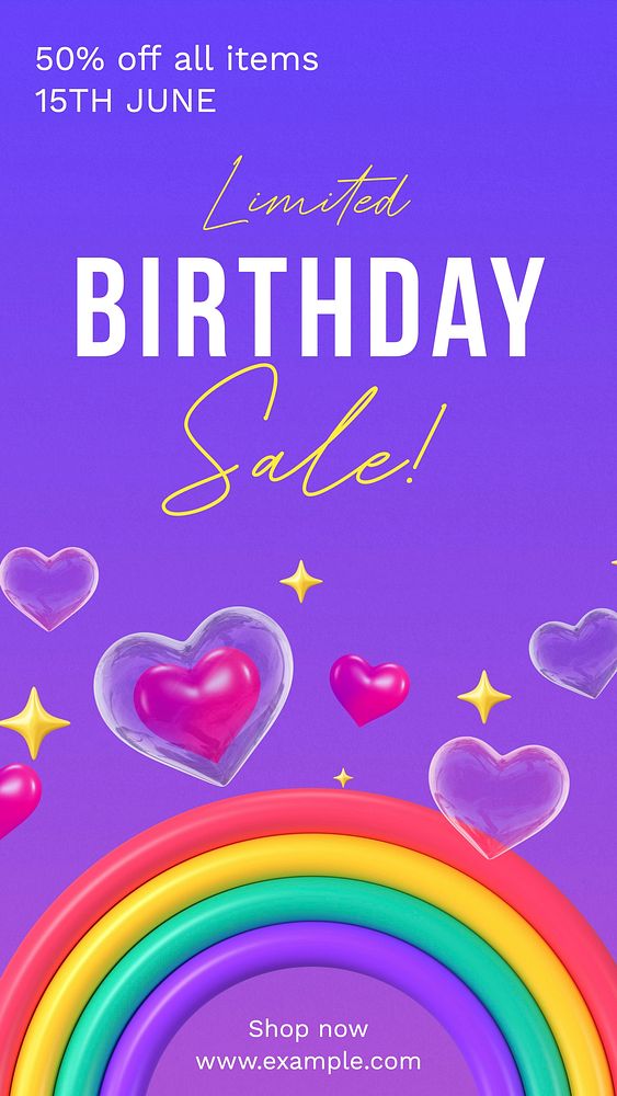 Birthday sale Facebook story template