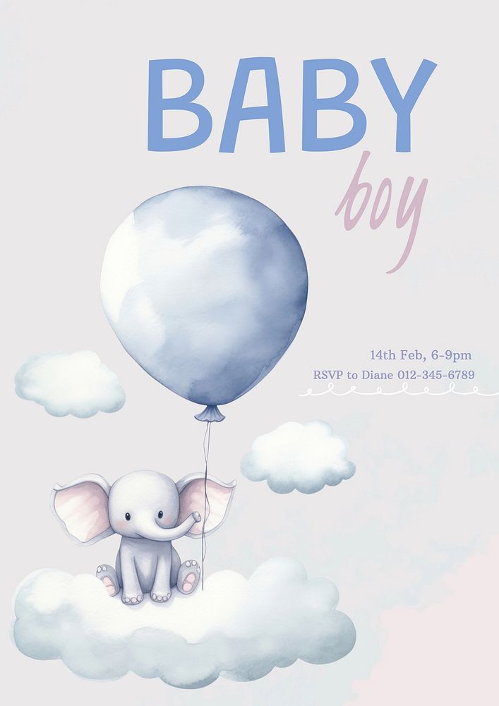 Baby boy poster template, editable text and design
