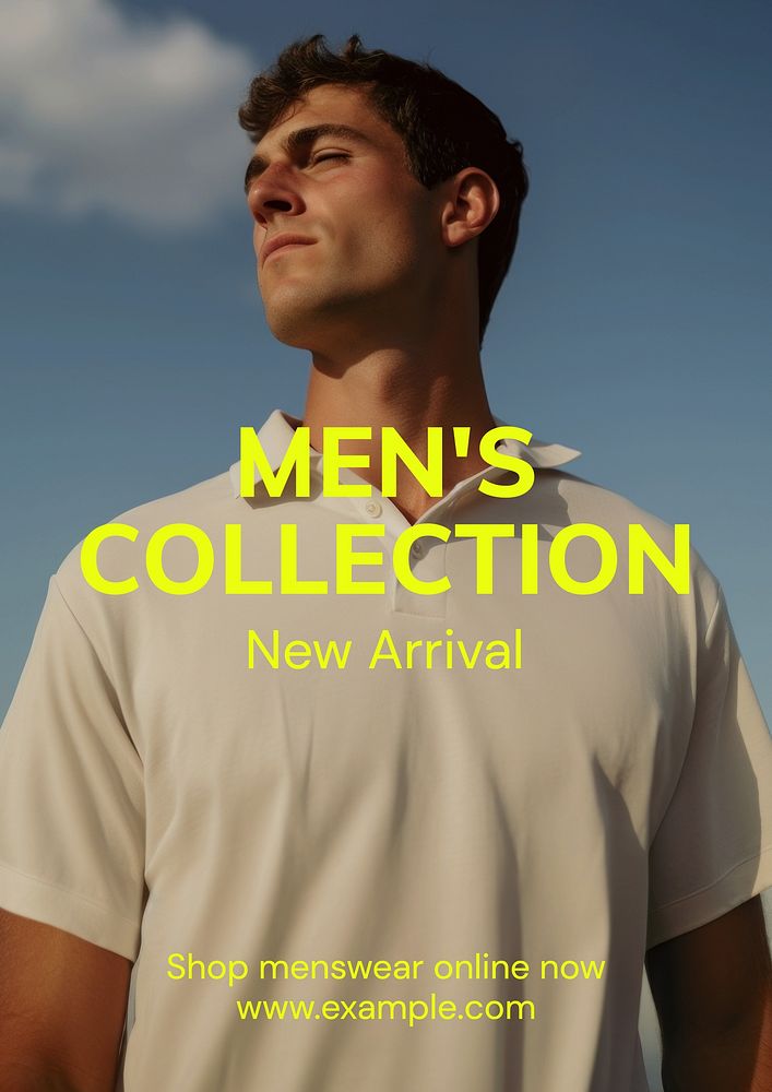 Men's collection poster template, editable text and design
