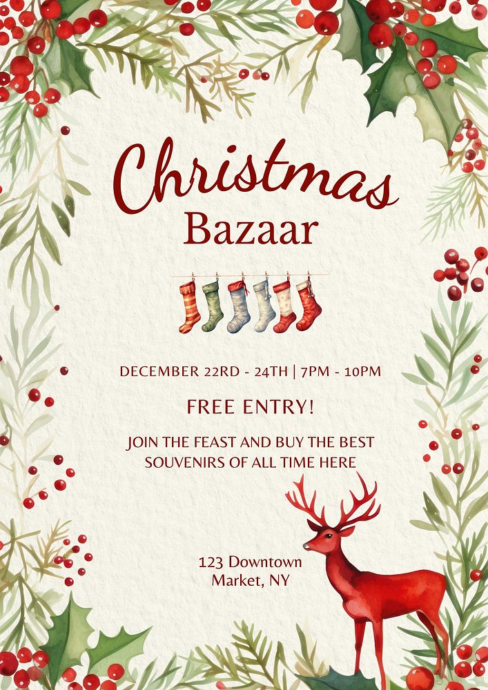 Christmas bazaar poster template