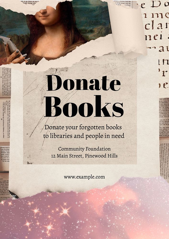 Book donation  poster template