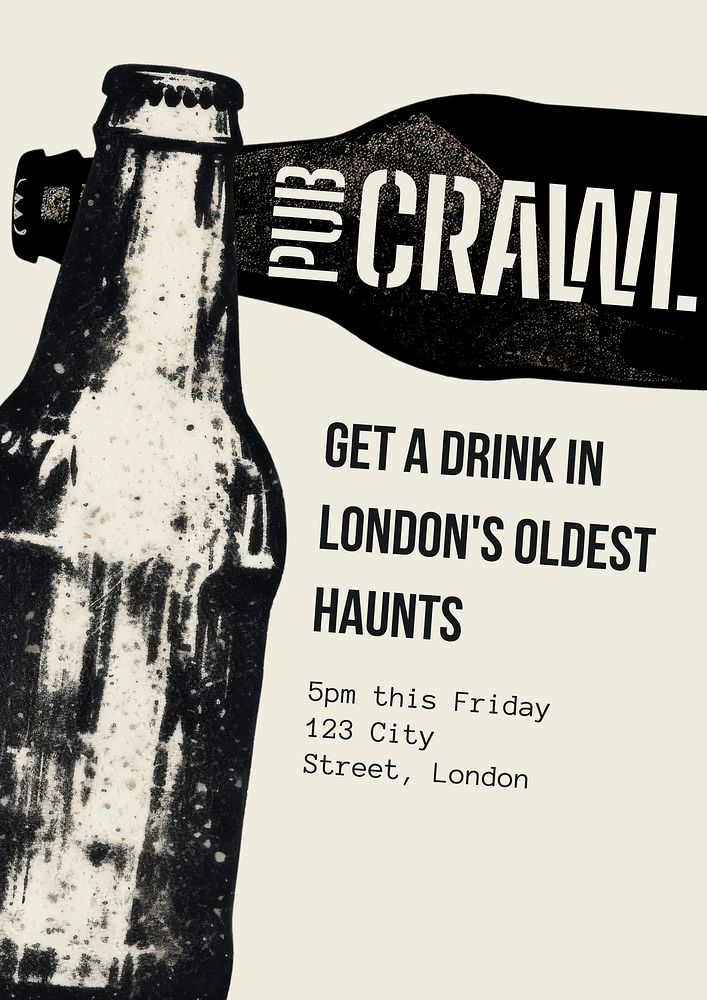 Pub crawl poster template | Free Photo - rawpixel